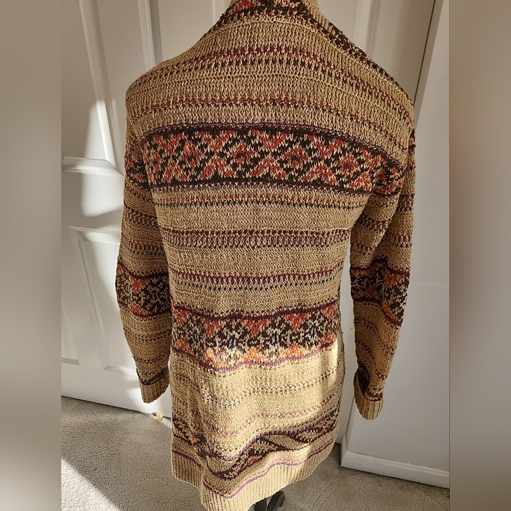 SOLD Vintage Ralph Lauren Hand Knit Cardigan SZ M Silk Linen - Picture 2 of 4